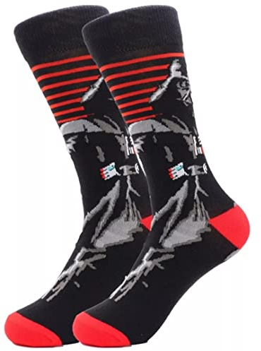 WOO GIRL Idol Socken - Darth Vader / R2D2 / Storm Trooper - Zuhause und als Hinkucker unterwegs für Star Wars Fans - Größe 37-45 (DARTH No.2)