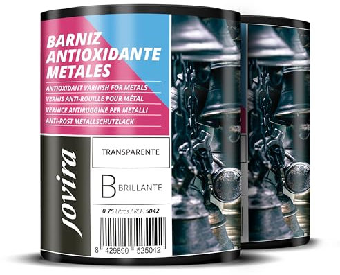 JOVIRA PINTURAS Barniz Antioxidante Metales Transparente Brillante al Agua, Protección y decoración de metales. (2x750 Mililitros)
