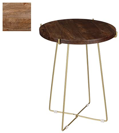 MICA Decorations ALEC Beistelltisch – H 55 x Ø 43 cm – Braun, Mangoholz, H55 X Ø43 cm