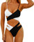 QWUVEDS Bikini Oberteil Triangel Einzeln Sexy zweifarbiger Split-Bikini-Hit-Badeanzug zum Schnüren Triangel Bikini