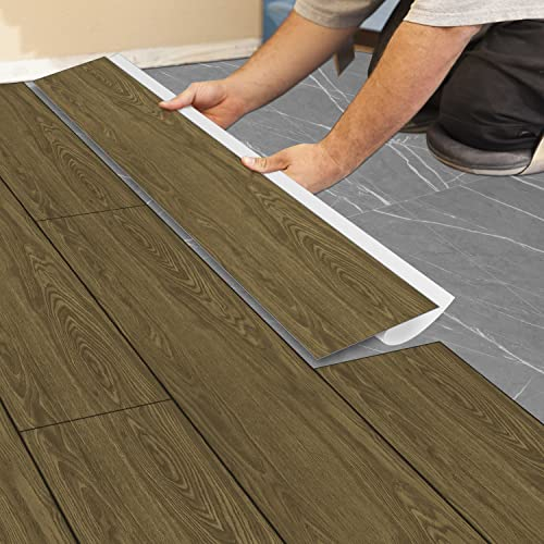 PVC Bodenbelag Selbstklebend Fliesen,Holzoptik Bodenfliesen Fliesenaufkleber Renovierung Wasserdicht für Küche Wohnzimmer Möbel Bad 15X90CM-1,35m² Hellgrüner Nussbaum