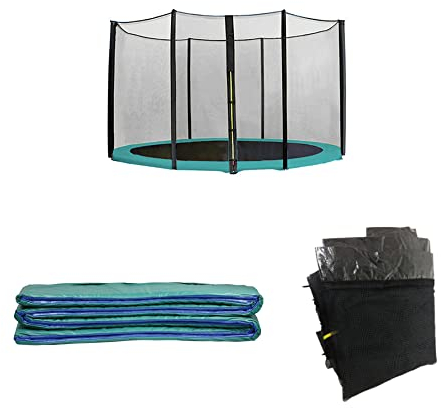Blümme Trampolin Randabdeckung und Netz 244cm für 6 Stangen, Federabdeckung Sicherheitsnetz - Set, Randschutz Ersatznetz Gartentrampolin Ersatzteile
