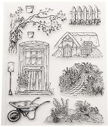 arriettycraft Garten Klare Stempel Blumen Haus Gras Bäume Transparente Silikon Stempel für die Kartenherstellung DIY Handwerk Scrapbooking Grußkarte Decor-A1990