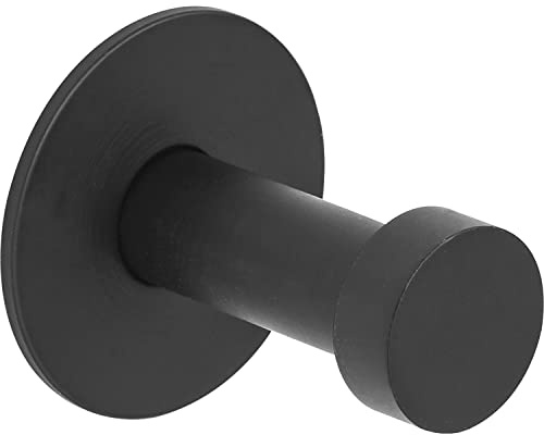 ALLES IM GRIFF Wandhaken Pirwa 1 - Kleiderhaken Wand einzeln - Garderobenhaken mit Grundplatte Tiefe 32mm, Stahl schwarz matt