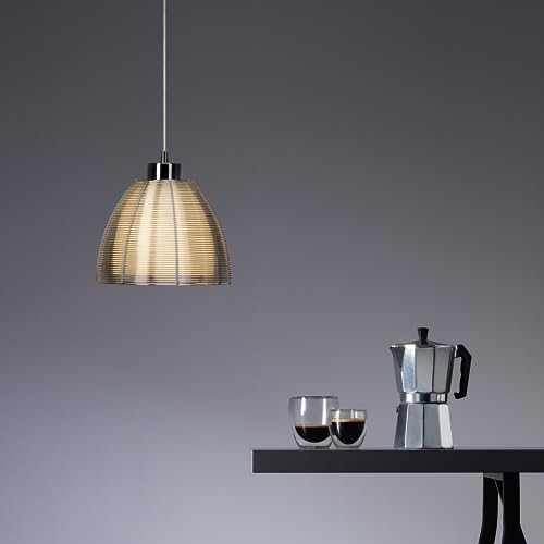 Lightbox Hängelampe mit Ø 20 cm - moderne Pendelleuchte mit kürzbarem Kabel - E27 Fassung - max. 60 W - aus Metall/Glas - in Chrom/Weiß