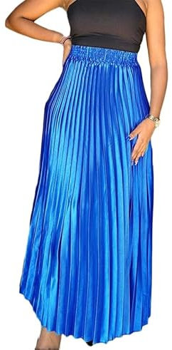 Metallic-Faltenrock für Damen. Metallic-Partyrock mit hoher Taille und Plissee-Akkordeon-A-Linien-Röcken für Damen