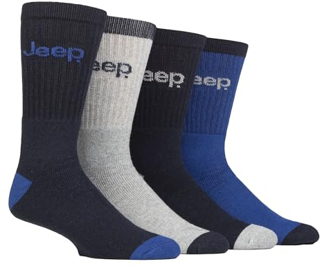 Jeep Herrensocken aus recycelter Baumwolle, dick, gestrickt, vollständig gepolstert, 4 Stück