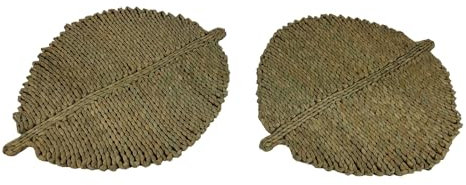 Geflochtenes Platzset Tischset Boho Blatt Naturfaser 41 x 37 cm (2)