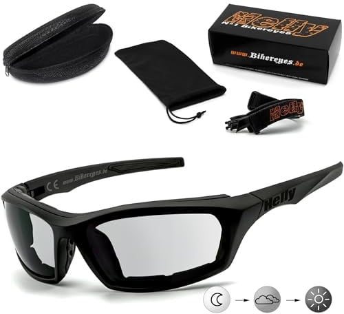 HELLY® - No.1 Bikereyes® | Motorradbrille, Multifunktionsbrille | beschlagfrei, winddicht | HLT® Sicherheitsglas nach DIN EN 166 (selbsttönend [i-stealth])