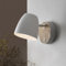 ouglres Wandlampe Weiß mit Schalter,Holz Wandleuchte Vintage E27,Aluminium Schirm Drehbar,Modern Innen Wandlampe Rund,Bettlampe Für Schlafzimmer Bett,Wohnzimmer,Flur,Treppen,Badezimmer,1Pack