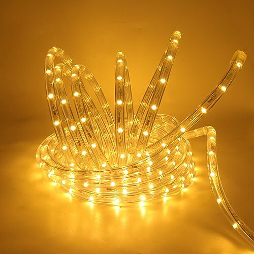 GAOUK 220V Warm White LED Rope Light, 360° Lighting, IP65 Waterproof, Flexible, 36 LEDs/m, 6M, Indoor/Outdoor Decorative String Light