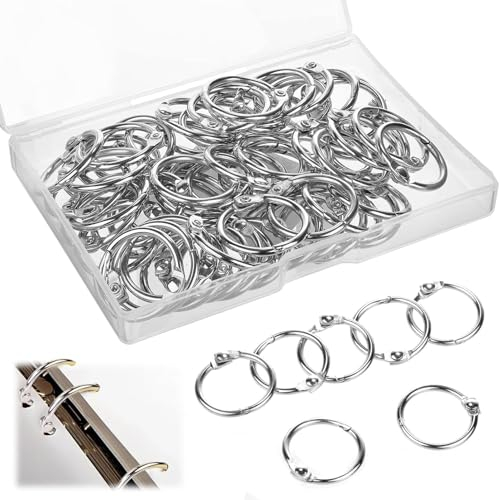 80 Stück Binder Ringe Bücher Ringe, 20mm Metall Buchringe, Ringbinder Ringbuch Ringe, Loseblatt Verbinder, Heftring Metallring für Scrapbook Album Memo-Ablage Handwerk (Silber)