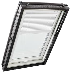 Original Roto Jalousette ZJA für Roto Dachfenster - Führungsschiene Weiß - Jalousie für Baureihe Designo R4/R7 und Classic K 43/73 - Größe 074/098 | 07/09 - Stofffarbe Weiß