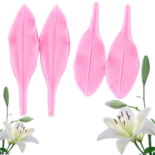 XMOLDNMS Silikonform mit Lilienblüten, Blütenblättern, Blattadern, Lilien, Blumen, Fondant, Kuchendekoration, Cupcake-Topper, Schokolade, Süßigkeiten, Polymerton, Gummipaste