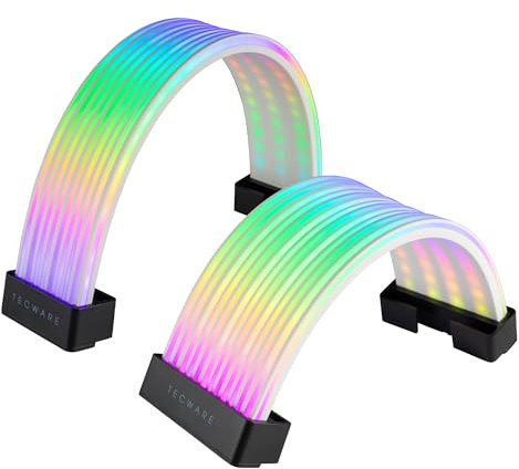 TECWARE Flex RGB, PSU Extension Cable Cover Kit, Light Up LED Strip Set for GPU and Motherboard PC Cables, 5V 3 Pin ARGB Sync, Compatible with 8-Pin, 16-Pin, 24-Pin, Black