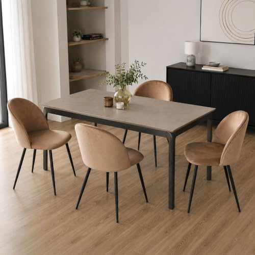 Dmora Stuhl Stinson Beige 4er-Set, Belastung bis 120 kg