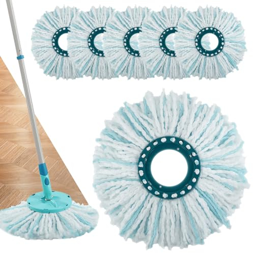 6 Stück Ersatzkopf für leifheit Clean Twist Disc Mop/Clean Twist Disc Mop Ergo Bodenwischer, 2-Faser-System Mikrofaser Wischmop für alle Böden,Ideale Schmutzaufnahme & Starke Wasseraufnahme