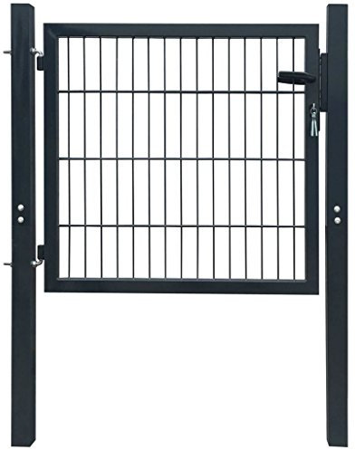 LAPOOH 2D Garden Gate (Single) Anthracite Grey 106 x 130 cm, Garden Gate, Garden Gate, Fence Gate-141740
