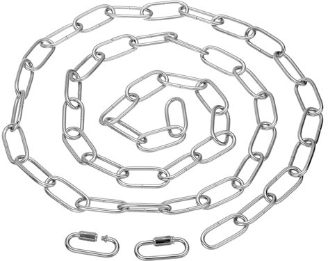 PATIKIL Kette zum Aufhängen mit 2 Schraubverbinder 182cm Metallkette 4mm Starke Gliederkette Eisenketten Verlängerung Absperrketten für Blumenkorb Lampen, Silber