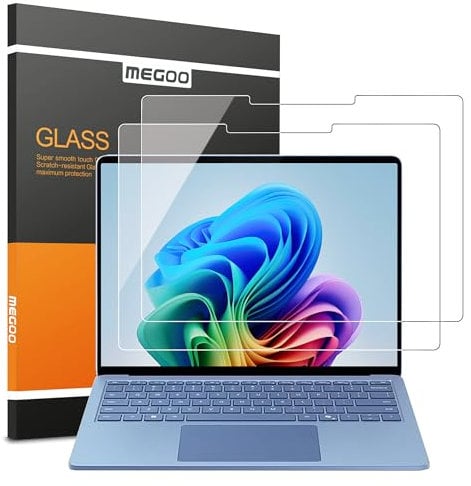 Megoo Glas Schutzfolie für Surface Laptop 7 15 Zoll (2024 AIPC), Anti-Kratzen, HD Klarglas, Surface Pen Kompatibel, 2 Stück