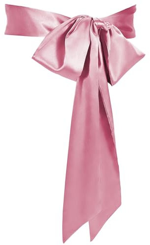 VONMELLI Cintura Donna Da Sposa Matrimonio Cinture in Raso Elegante per Abito Da Sera, Lunga in Vita per Occasioni Speciali 9.5 CM Larghezza Rosa Pesca