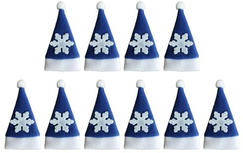 10pcs Christmas Cutlery Holder Santa Hat Silverware Holders Xmas Tableware Holder Pockets Knives Forks Tableware Bags Dinner Table Decorations for Xmas Table Cutlery Wine Bottle Decor, blue