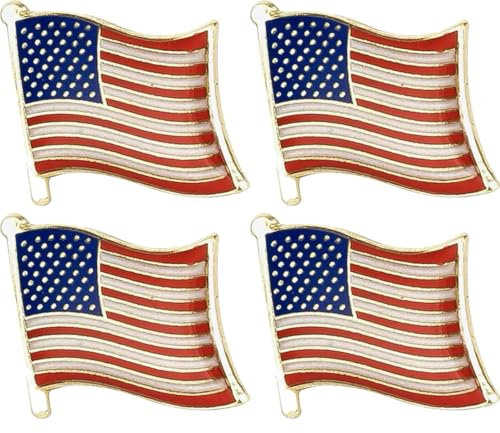 Set of 4 x USA U.S.A. United States of America Flag Pin Badges Enamel Metal