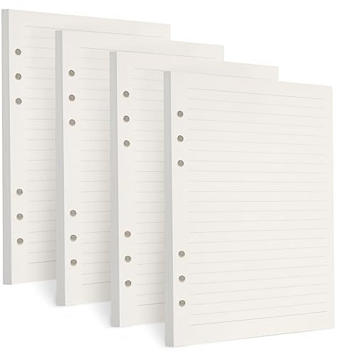 Skycase A5 Liniertes Nachfüllpapier [4x 180 Blatt], 360 Seiten, 6-Loch für Filofax, Ringbücher, Notizen, Skizzen – Hochwertiges Schreibpapier, Archivierbar, Perforiert