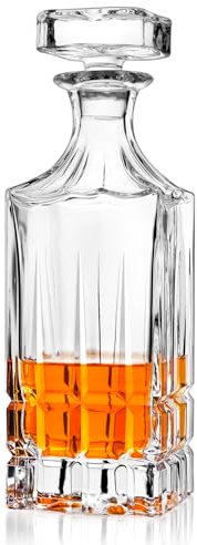 Cambareign Decanter per whisky, decanter per whisky in cristallo da 765,4 g, con tappo, decanter per bourbon, regali per uomini
