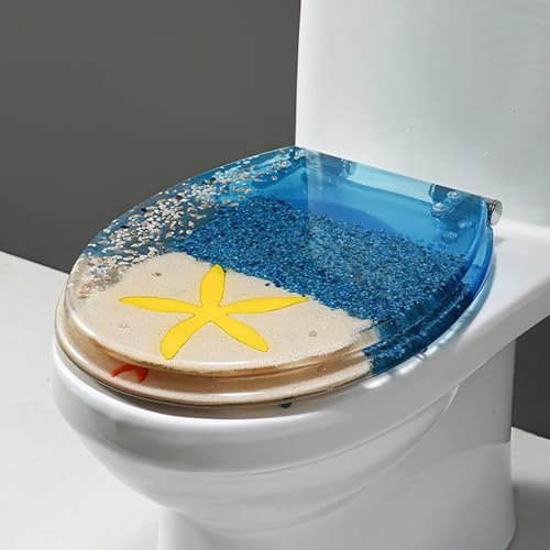 Unikicool Transparent Resin Toilet Seat, Soft Close, Quick Release, U/V/O Shaped, 42cm*36cm