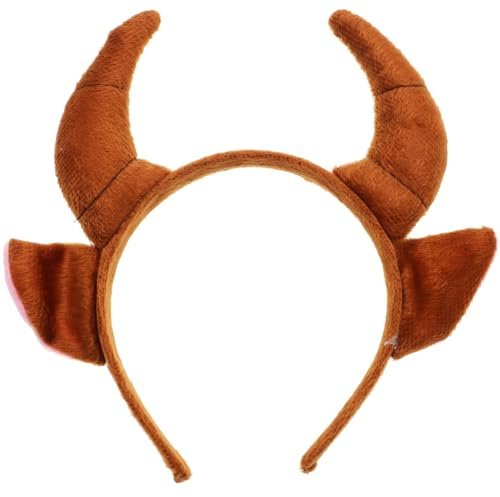 Garneck Plüsch Ochsen-Kostüm Mit Horn-Stirnband – Tierohren Kopfbedeckung Für Kostümpartys Cosplay Und Karneval – Ideal Für Stier Und Gnu Hörner Fans