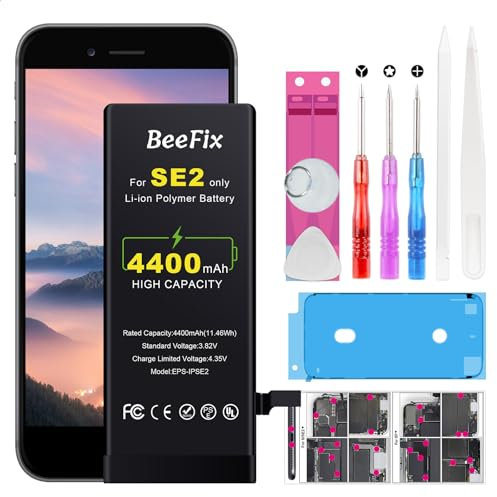 Beefix Battery pour iPhone SE2 2020: Haute capacité 4400mAh Batterie de Remplacement Li-ION pour iPhone SE (2020 2e génération) avec des Outils de réparation Modèle A2275 A2298