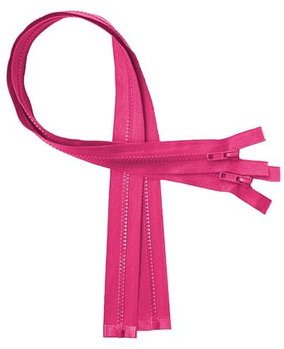 KGS Teilbare Reißverschlüsse | 5mm Reißverschluss Kunststoff für Jacken | 2 Stück pro Packung (Leuchtend Rosa, 45 CM)