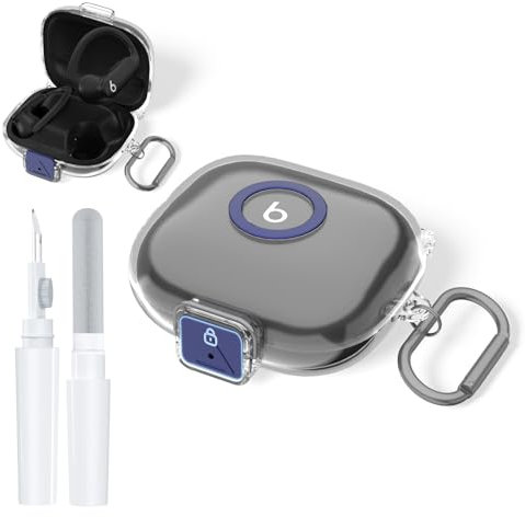 [Secure Lock] for Beats Powerbeats Pro 2 Case, Soft Clear TPU Shockproof Protective Case Cover for Beats Powerbeats Pro 2 Accessories with Cleaning Kit & Keychain(Clear)