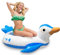 Inflatable Pool Floats, Blue penguin with Holders, Floating Animal Air Mattress, Beach Swimming Pool Toy, Pool Inflatable For Kids and Adults, Ride On w/Fast Valves Large Rideable Blow Up
