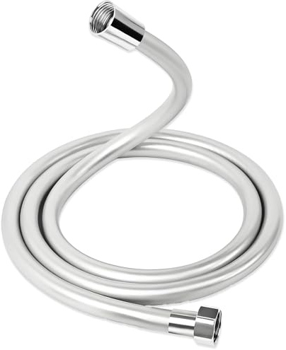 Weploda Brauseschlauch Duschschlauch 1,5m, Glatter Brauseschlauches, Brauseschlauch Mit Standard Anschluss, Universal Duschschlauch, mit Knickschutz, inkl. Dichtungsringe(Silber)