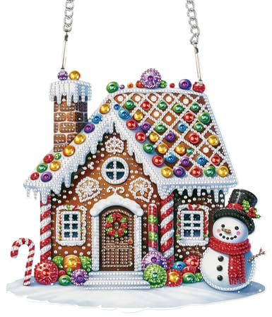 DCIDBEI 5D DIY Diamond Painting Weihnachten Kranz 24x22cm DIY Punkt Bohrer Diamant Malerei Weihnachtsdeko Kranz Kits Türkränze für Wand Fenster Und Eingang Hom Schneemann Haus Dekoschild