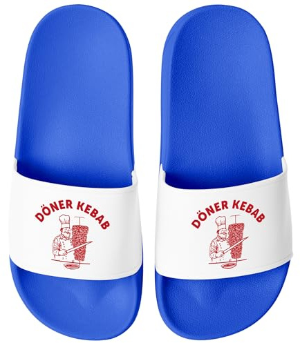MoonWorks® Badeschlappen Lustig Bedruckt Döner Kebab Badelatschen Unisex mit Aufdruck Herren Damen Badeschuhe