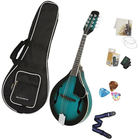Uqezagpa Instrumento musical de mandolina acústica, 8 cuerdas, cuerpo de tilo, mandolina ajustable, instrumento de cuerda