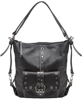 Bata Hobo-Tasche und Damenrucksack mit Fronttasche, Nieten und Schnalle