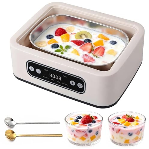 Yogurt Maker with Timer and Temperature Control, Fully Automatic for Home Use. Perfect for Making Greek Yogurt and Probiotic Yogurt, Equipped with an Automatic Shut-off Function