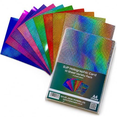 DJP Lot de 10-230 g/m² de cartes holographiques métallisées assorties effet miroir
