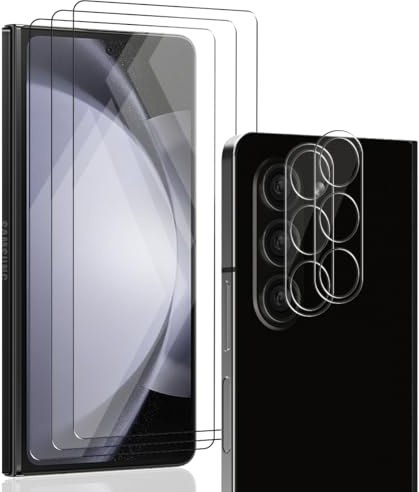 Zerrshoo 3+2 Pièces Verre Trempé pour Galaxy Z Fold 5 5G | Protection écran avec Caméra Arrière Protecteur Film, 9H Anti-rayures, HD Transparent, Sans Bulles, Compatible Coque
