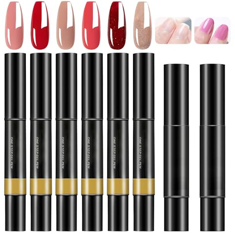 8 Pcs Nail Pens Polish with Base and Top Coat Quick Dry 3 in 1 Nail Varnish Pens for Real Nails,Non UV Gel Polish Women Home DIY and Professional Manicure Use