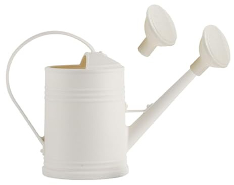 mophrati Leichte Gießkanne für drinnen und draußen, mit abnehmbarem Ausguss, aus Metall, ideal für Garten und Zuhause, Weiß