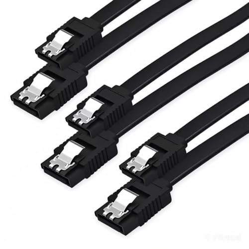 SATA Cable III, 3 Pack SATA Cable III 6Gbps Straight HDD SDD Data Cable with Locking Latch 24 Inch Compatible for SATA HDD, SSD, CD Driver, CD Writer - Black