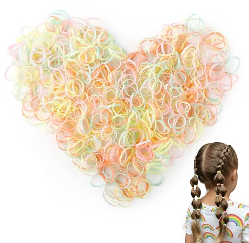 500 Pcs ice cream colors Thin Hair Elastics, Small Elastic Bands for Girls Hair, Mini Rubber Bands for Kids Braids & Wedding Hairstyles, Strong Hold Hair Bands