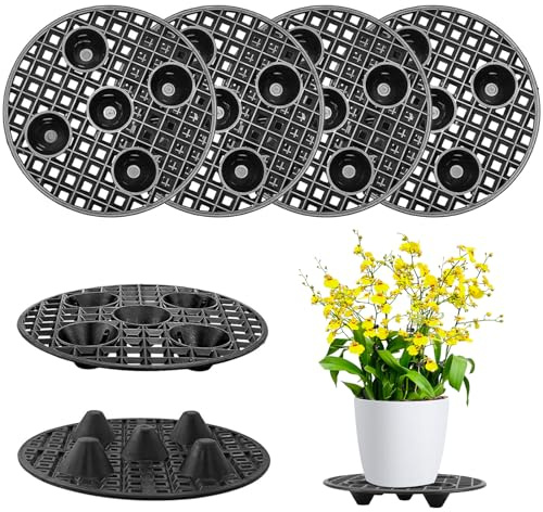 Infreecs 6 Stück Blumentopf Untersetzer Rund 20cm, Blumentopfe Mesh Pads, Kunststoff Blumentopfgitter Drainagegitter, Topfuntersetzer Pflanzen für Bonsai und Balkon, Garten, Innen- und Außenbereich