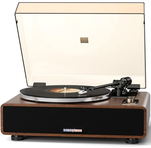Reproductor de discos de vinilo de alta fidelidad con altavoces integrados y preamplificador de fono
