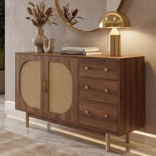 Mendler Sideboard HWC-P52 Poly-Rattan MDF 80x120x40cm - braun